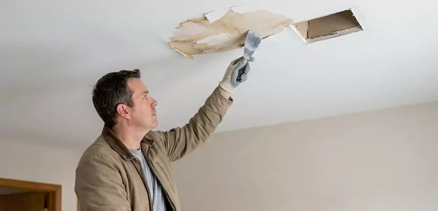 Ceiling Water Stain and Drywall Repair in North Metro